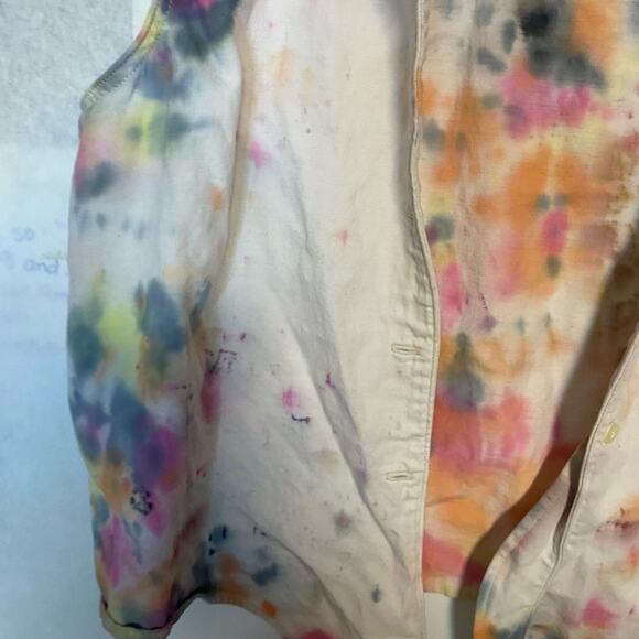 Hand Dyed Tie-Dye Sleeveless Button-Up Vest Levi’s Multicolor Women’s Large - Picture 6 of 7